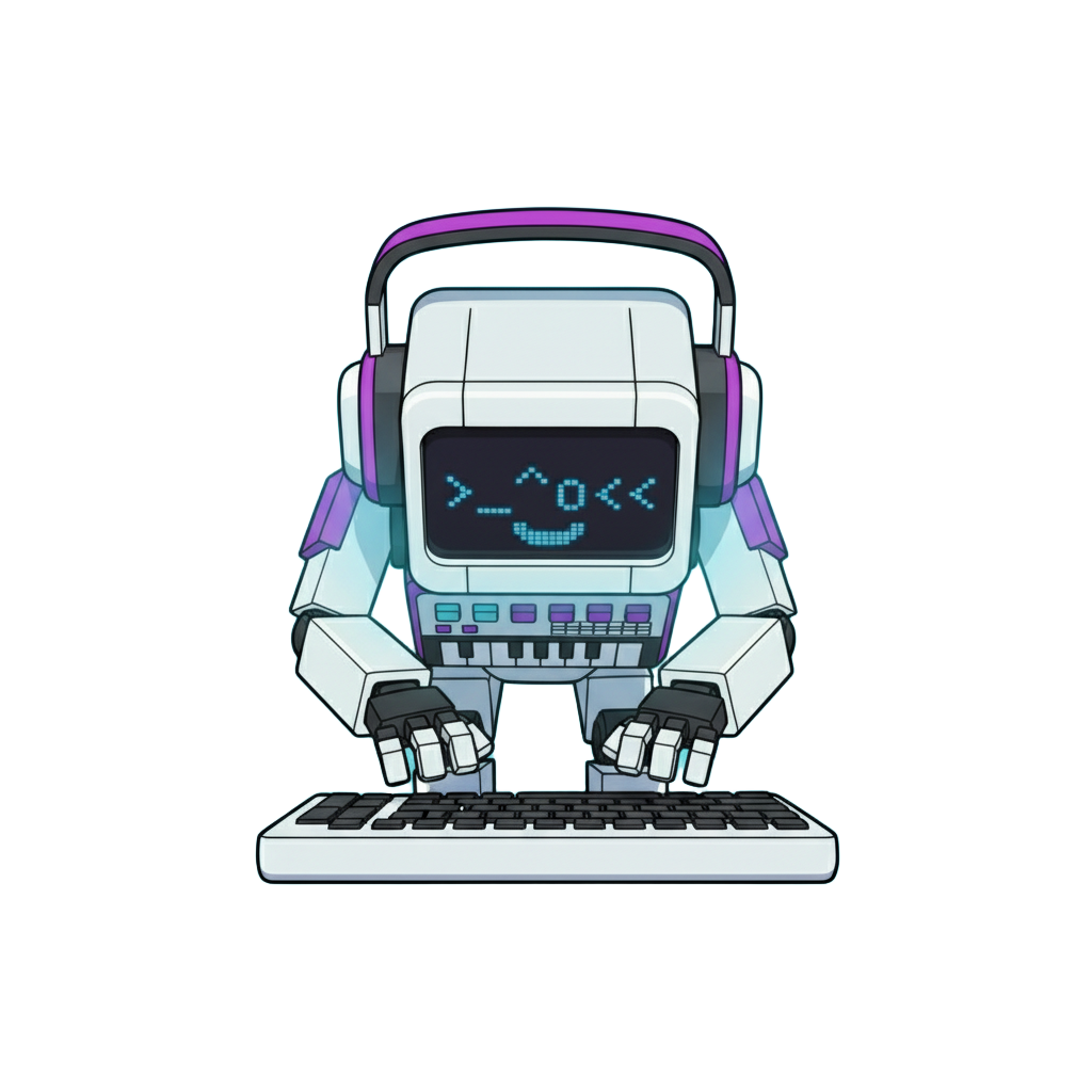 Synth-Bot typing intensely
